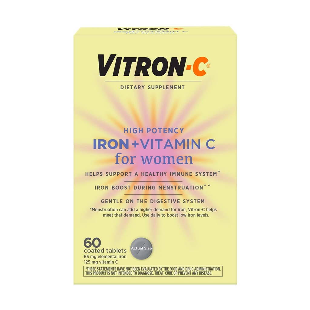 Vitron-C Eisen-Ergänzung für Frauen mit Vitamin C, für Red Blood Cell Production & Immun Support, 60 Count