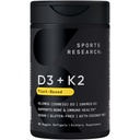 Sport Research® Vitamin D3 + K2 w/Coconut Oil - Vegan Vitamin D 2500iu (62.5mcg) & Mk7 Vitamin K 100mcg für Knochen- und Immununterstützung - Veganzertifiziert · Non-GMO · Soy Free - 60 Softgels