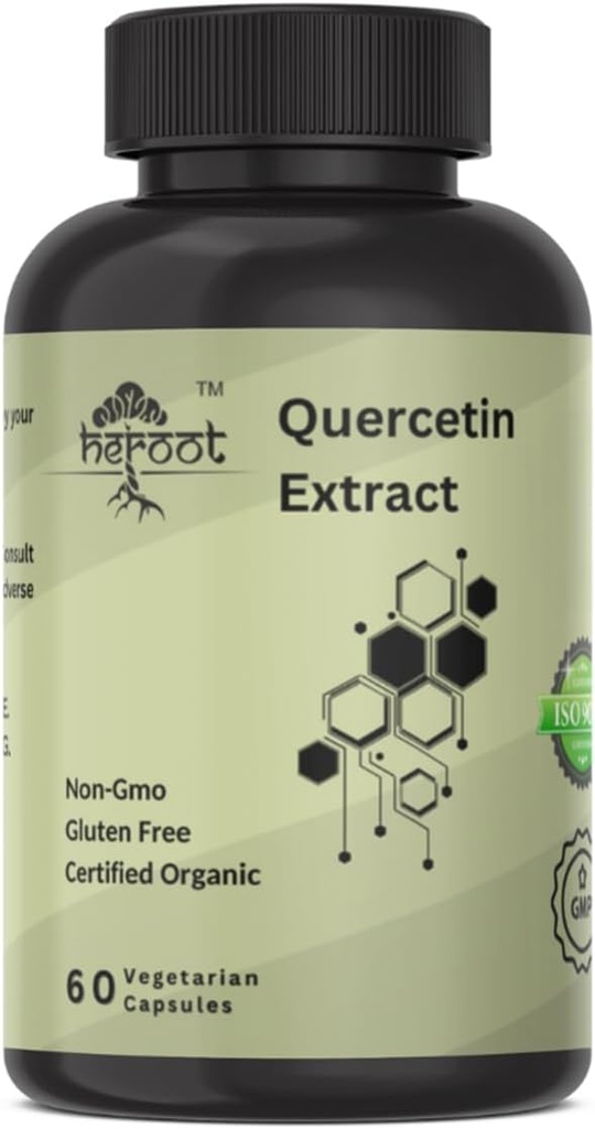 Capsules d'extrait de quercétine non-OGM, sans gluten, végétariens soutient l'énergie globale de la force de santé (60 capsules)