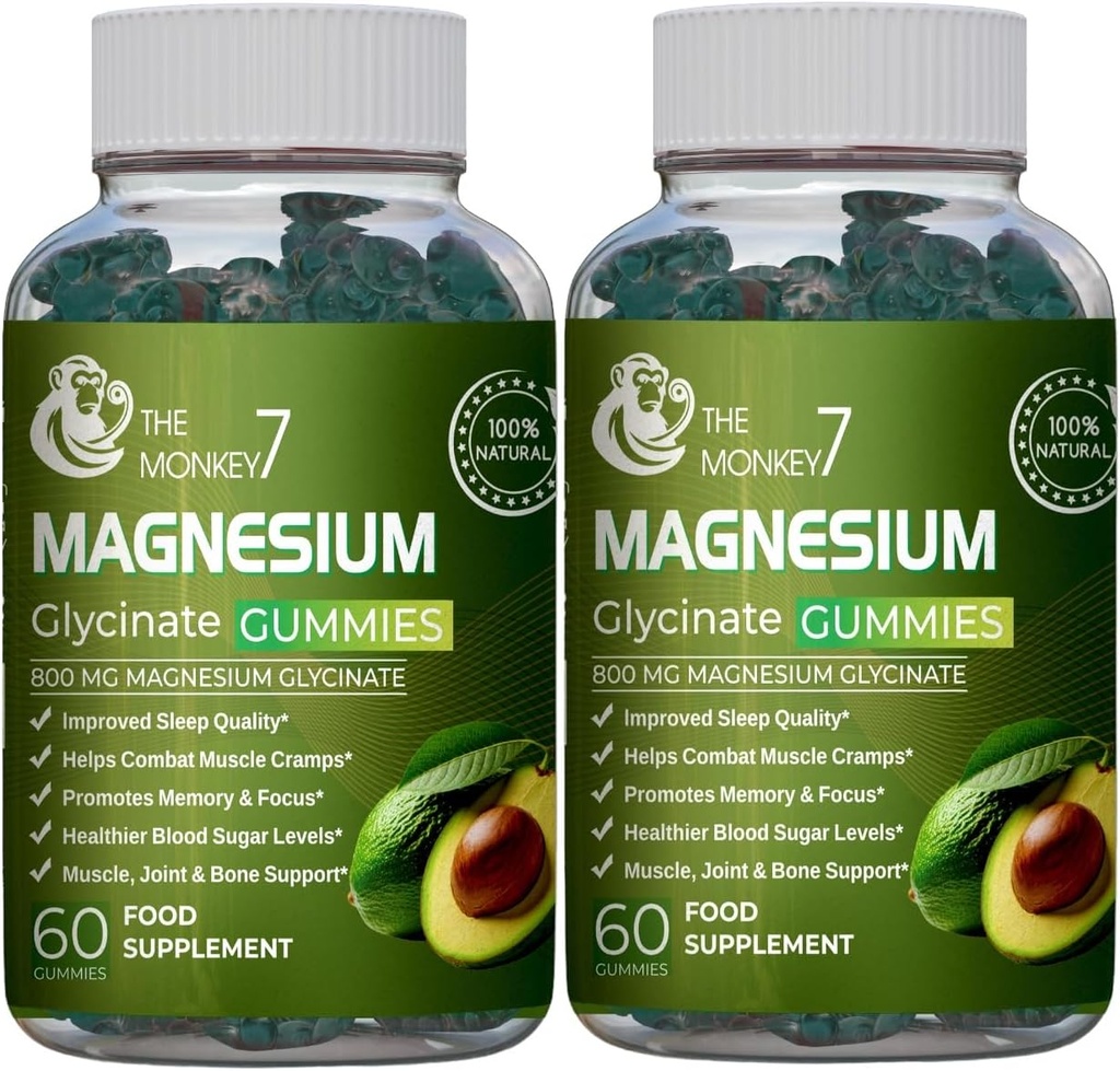 Magnesium Glycinat-Gummien mit Ashwagandha und CQ10 Calm Magnesium Complex L-Threonate Vegan Non-GMO 800mg Magnesium Glycinate Gummy Magnesium Supplement - Paket von 2