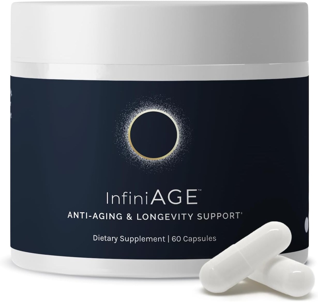 InfiniWell Suppléments de longévité InfiniAge - Suppléments de santé cellulaire avancés avec Lutéine, N-acétyl Cysteine (NAC) et Zinc à faible dose - Soutien Sensation nutritive et santé mitochondriale (30 capsules)
