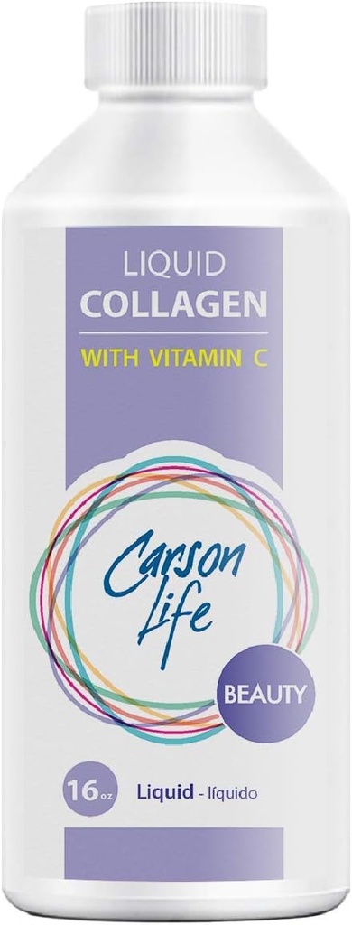 Carson Life Liquid Collagen mit Vitamin C - 16 Oz - für Anti-Aging, Haarhaut und Nägel - Immununterstützung - Rejuvenate Haut - Made in USA