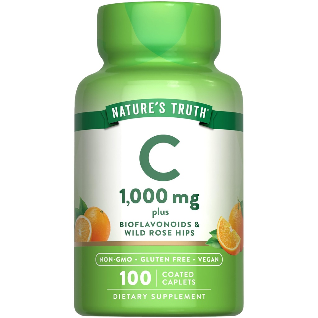 La vérité de la nature Vitamine C Bioflavonoïdes & Rose HIPS. 1000mg.100 Caplets.