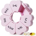 MOLN HYMY Large Weekly Pill Organizer, Girly Pill Box 7 Day, Purple Pink Daily Vitamin Holder für Fischöl/Medicine/Supplements