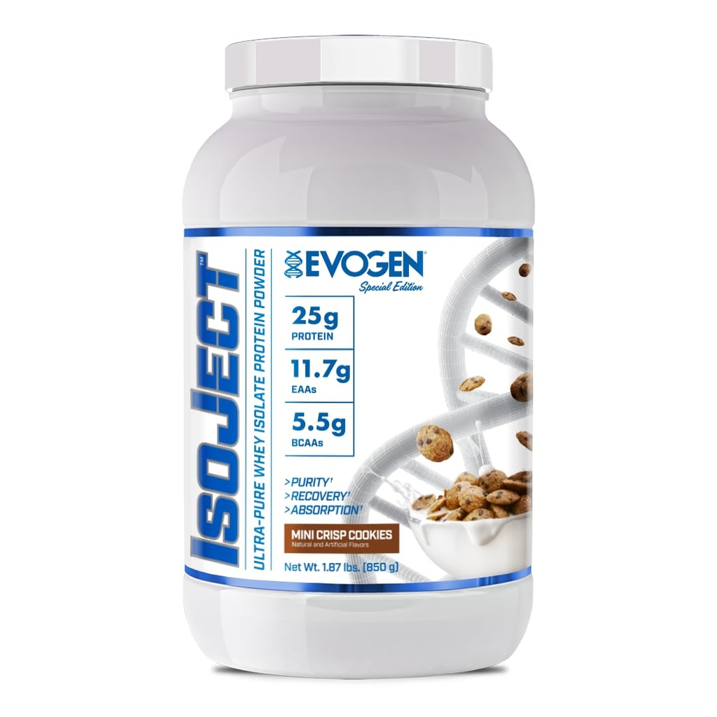 Isoject d'Evogen - Isolate de protéines de lactosérum Ultra-Pure Poudre de protéines de lactosérum avec enzymes d'igniteurs, BCAAs et EAAs