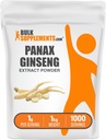 BulkSupplements.com Poudre d'extrait de racine de ginseng - Supplément de ginseng Panax, supplément à base de plantes - Vegan & Gluten Free, 1g par portion, 1kg (2,2 lb) (paquet de 1)