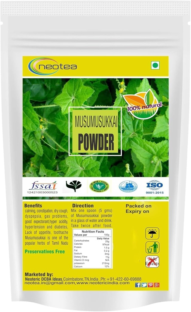 néotea Lin Poudre Musumusukkai Mukai Maderaspatana Poudre 300 Gm Paquet de complément naturel à base de plantes 1