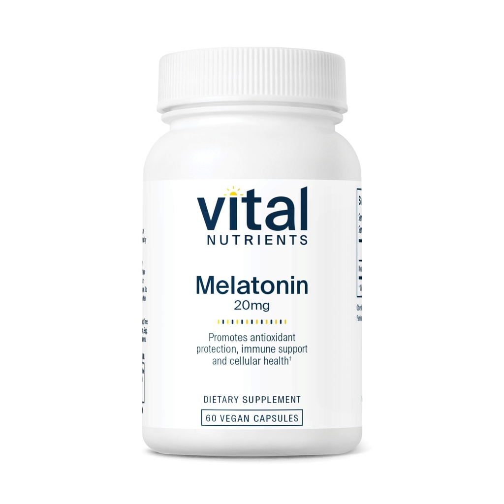 Nutriments vitaux Melatonine 20mg de Végétalienne Supplément de sommeil pour soutenir le cycle de sommeil naturel du corps*