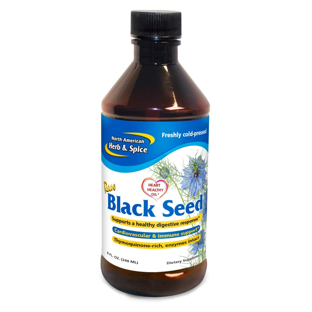 North American Herb & Spice Black Seed Oil - 8 fl. oz. - Herz-Kreislauf-, Verdauungs- und Immununterstützung - Enthält Wild, Mediterranes Oreganol P73 Oregano Öl - Non-GMO - 48 Alle Servierungen