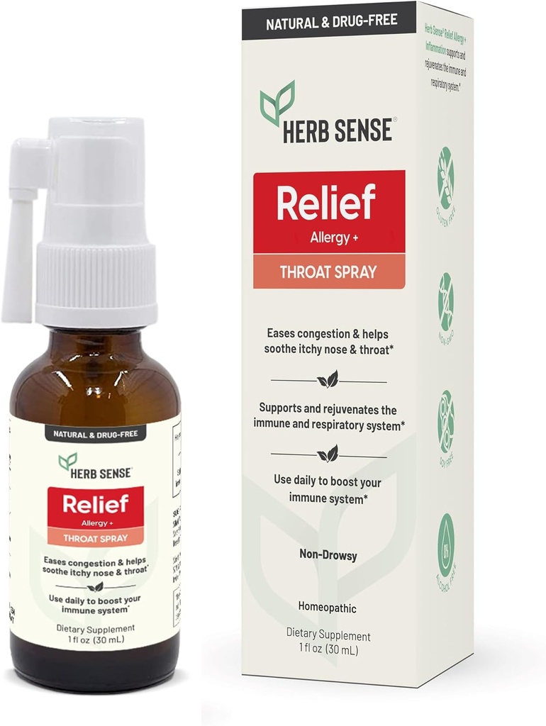 Herb Sense Allergy Relief, Throat Spray, Kühlen & Beruhigen, Tägliche Unterstützung, Drug-Free, Natürliche, Immununterstützung, 1 Unze, Glutenfrei, Non-GMO