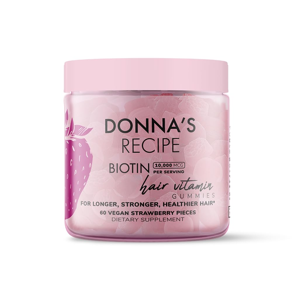 Donnas Rezept von Tabitha Brown | Vegan Erdbeer-Biotin-Haar, Haut & Nails-Gummien – 10.000 mcg Biotin, Clean, Non-GMO, Gluten-Free, 60 Gummis