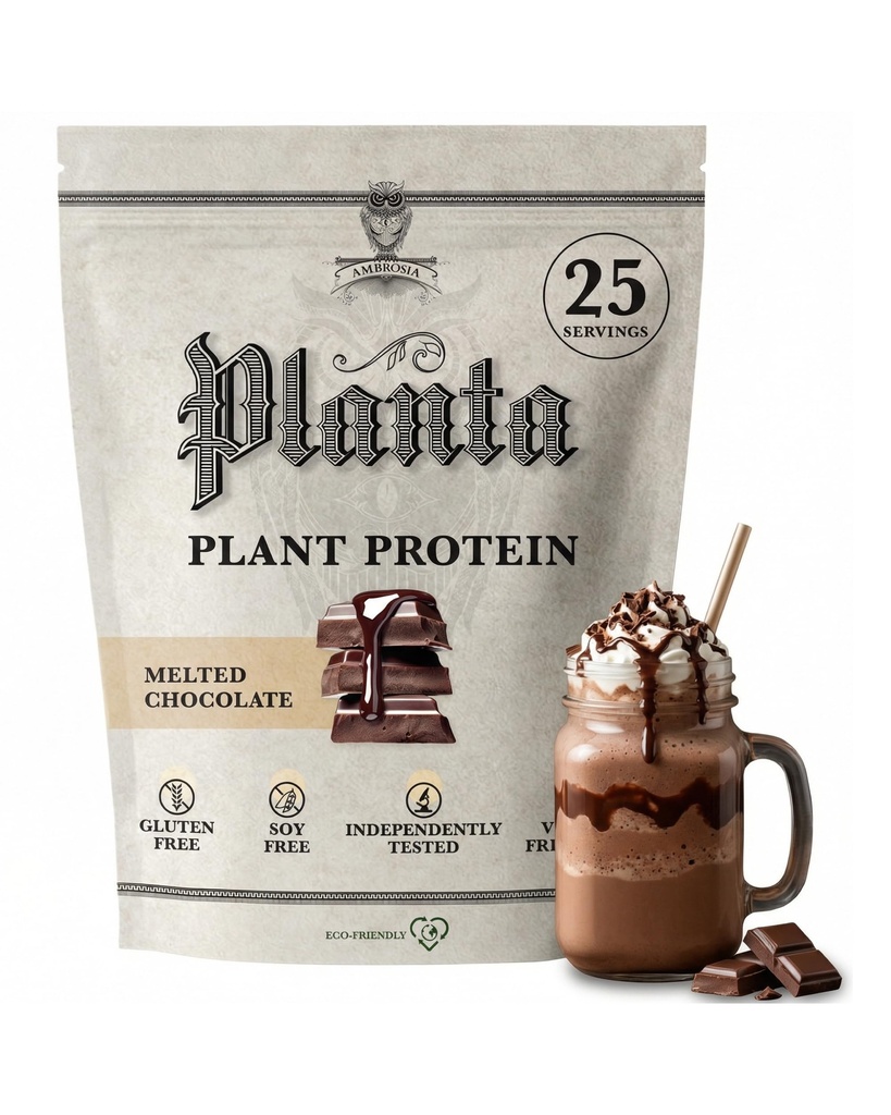 Ambrosia Planta - Premium Pflanzenbasiertes Protein | Vegan & Keto Friendly | Gourmet Flavors mit No Bloating or Stomach Upset | Gluten & Soy Free | Kein hinzugefügter Zucker | 25 Servierungen | Melted Chocolate