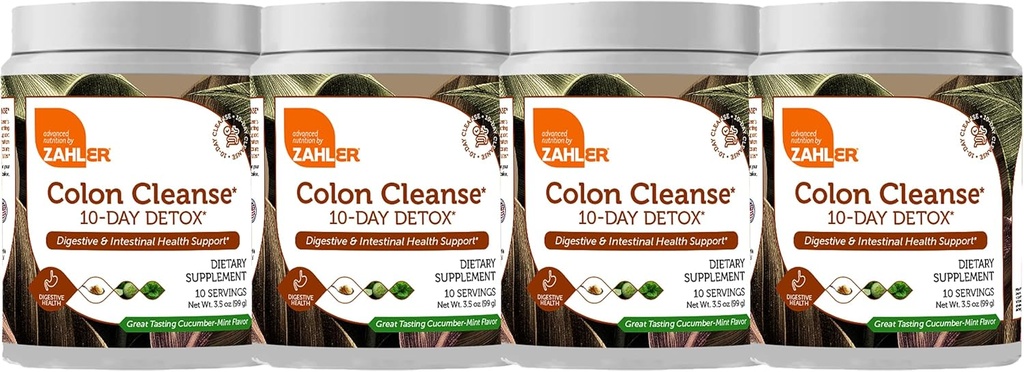 Zahler Colon Cleanse 10-Day Detox Cleanse - Cucumber Mint Flavor - Kräuterdigestive Wellness - Colon Cleanser & Detox für Bowel Movement, Body Detox, Digestion für Damen und Herren - 3.5 Unze (4 Pack)