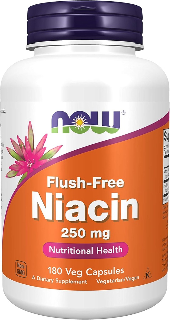 Niacine, FLUSH GRATUIT 250 mg, 180 capsules par les aliments actuels (paquet de 3)