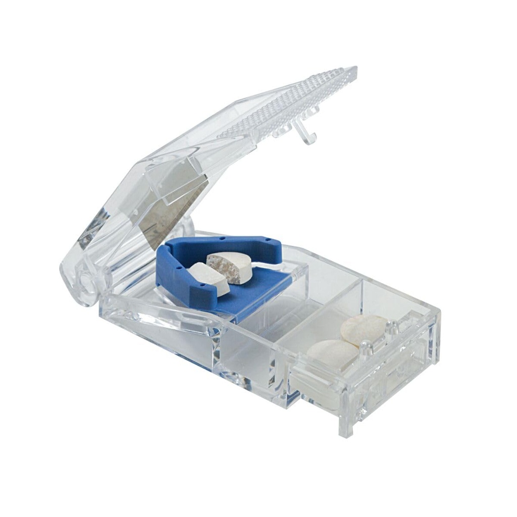 EZY DOSE Pille Cutter und Splitter mit Schloss, Schneiden Pillen, Vitamine, Tabletten, Edelstahl Klinge, Reisen Sized, sicher schneiden Pillen und Vitamine, einfach zu bedienen, Blau, BPA kostenlos