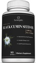 Sunergetic Premium Black Cumin Seed Oil Softgels – 1.000 mg Schwarzes Seed Oil Per Serving – Non GMO Cold Pressed Nigella Sativa – Inklusive Thymoquinone & Omega’s - 90 Softgels