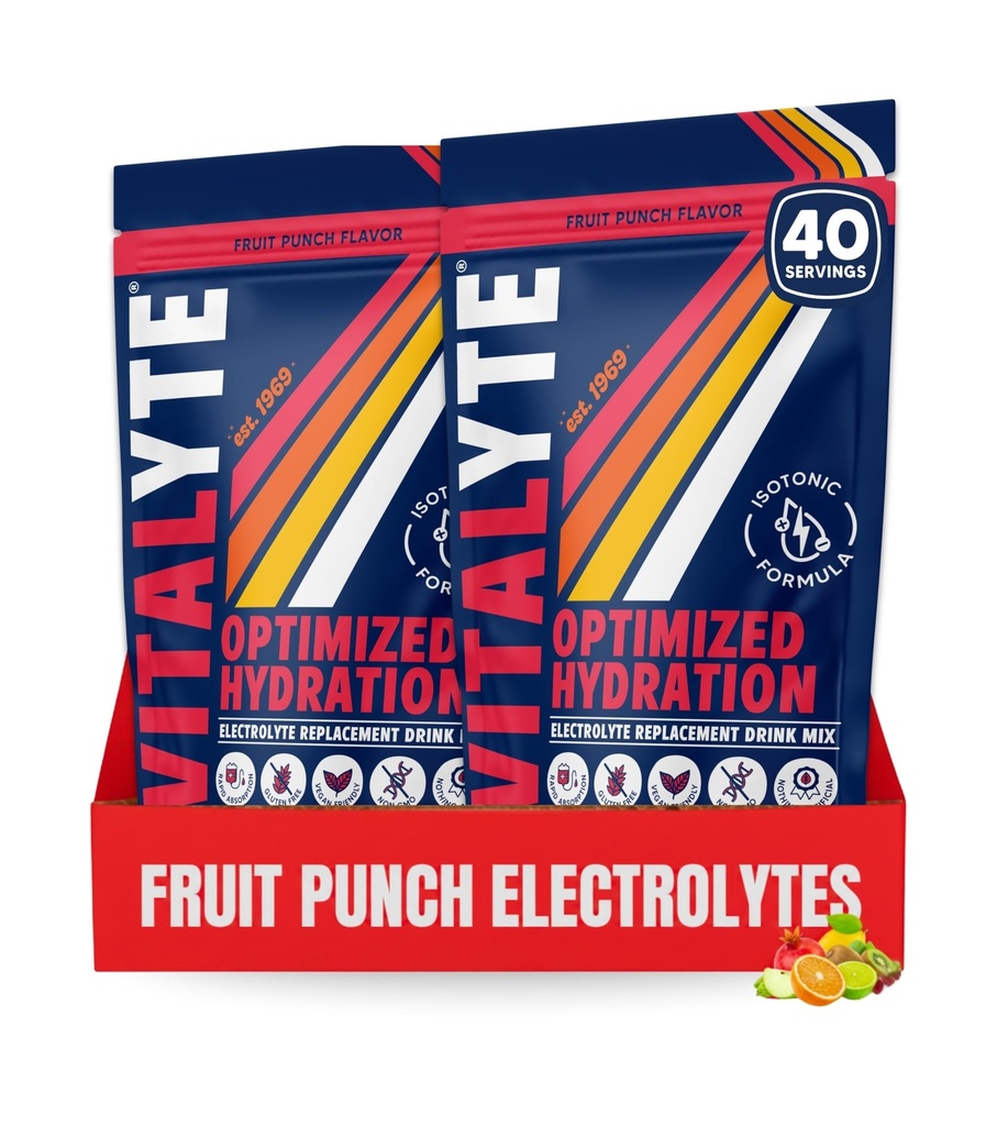 Vitalyte Elektrolyt-Pulver-Getränk-Mischung, Isotonic Elektrolyt Hydration Mix, Gluten Free Post Workout Powder Mix, Packung von 2, 35 Unzen. Jeden, Frucht-Punch Flavor