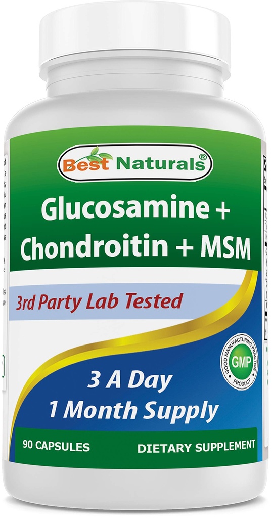 Meilleurs suppléments naturels, glucosamine Chondroïtine MSM, 2600 mg par portion, 90 capsules (90 Nombre (paquet de 1))