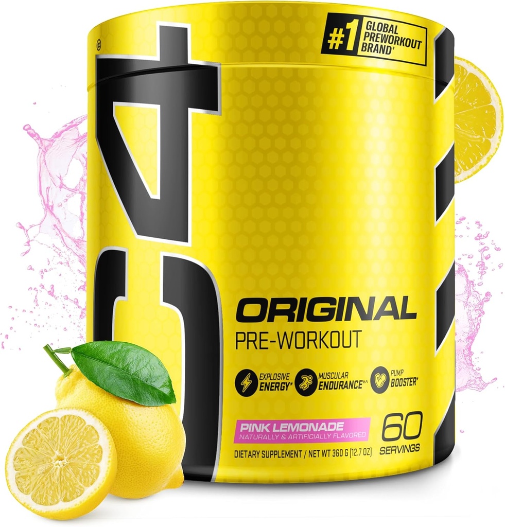 Cellucor C4 Original Pre Workout Powder Pink Lemonade Vitamin C für Immununterstützung Sugar Free Preworkout Energy for Men & Women 150mg Caffeine + Beta Alanine + Creatine 60 Servietten