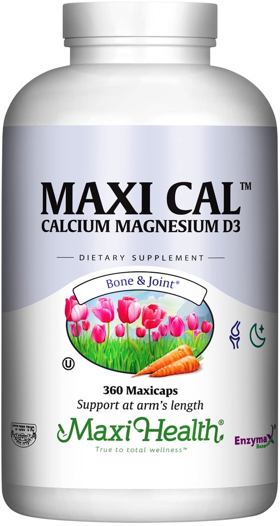 Maxi Health Calcium 1000 mg Supplement mit Vitamin D3 (1000 IU) und Magnesium (500 mg) - Knochen, Zähne und Gelenkunterstützung für Männer und Frauen - 360 Kapseln - Maxi Cal