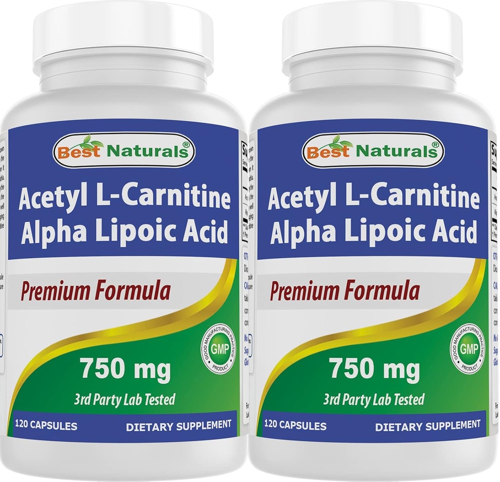 Best Naturals Acetyl L-Carnitin und Alpha Lipoic Acid 750 mg 120 Kapseln (120 Zähler (Pack von 2))