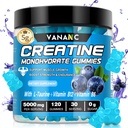 Kreatin Monohydrate Gummie 5000 mg für Männer & Frauen, Zuckerfrei, geringe in Kalorien, mit L-Taurine + Vitamine für die Erhöhung der Muskelkraft