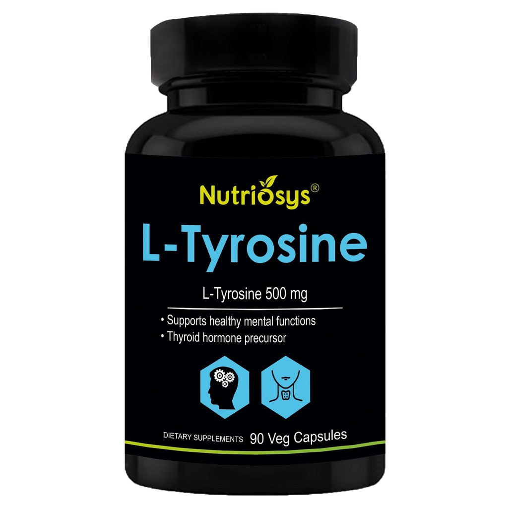 L Tyrosine 500mg – Natürliche Nootropic Ergänzung für Fokus, Mood & Mental Clarity | 500 mg Kapseln mit reinem L-Tyrosin | Unterstützt Gehirnfunktion & Wohlbefinden | L Tyrosine | L Trysonine