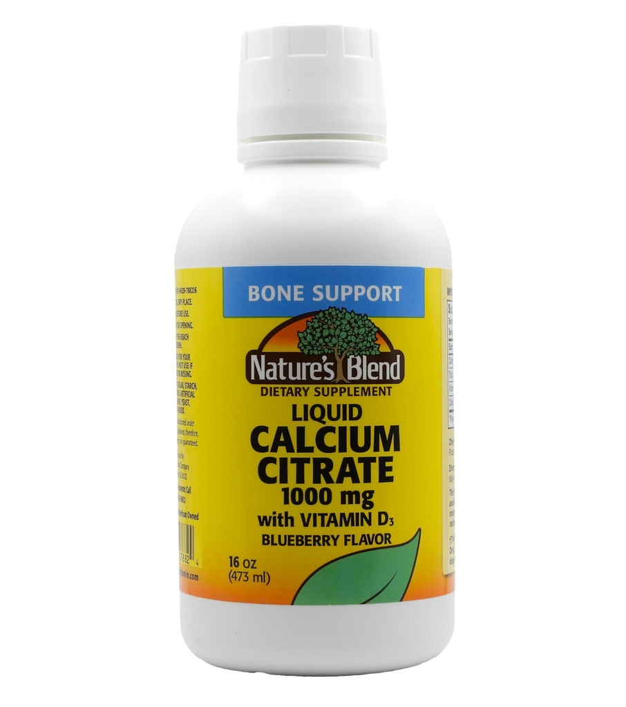 Citrate de calcium liquide 1000mg avec D3 16 fl oz Blueberry liquide