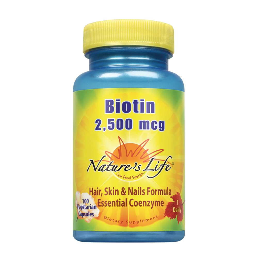 Nature's Life Biotin 2500mcg | Gesundes Haar, Haut, Nagel & Stoffwechsel Unterstützung | Non-GMO | 100 Gemüsekapseln