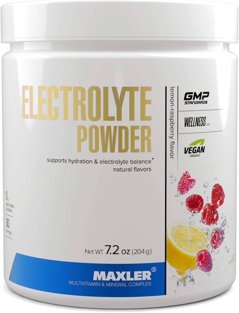 Maxler Elektrolyt-Pulver - Hydration Pulver Elektrolyt-Getränk-Mischung mit Trace Mineral Complex - Keto Elektrolyte Pulver mit natürlichen Aromen und Süßungsmitteln - 30 Servierungen - Lemon-Raspberry