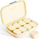 Organisateur quotidien de pilules, 8 compartiments Portable Pill Case, Humidité-Proof Pill Case, Distributeurs de pilules, Conteneur de pilules de voyage, pour tenir les pilules de vitamines Cod huile de foie comprimés réguliers (blanc crème)