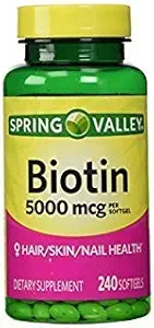 Spring Valley - Biotin 5000 mcg, 240 Softgels von Spring Valley