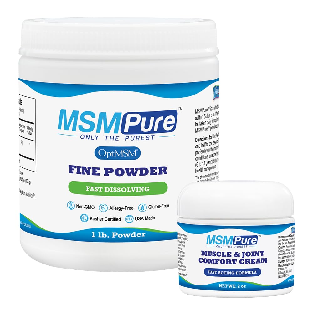 KALA SANTE MSMPure Poudre fine 1 lb et crème musculaire et articulaire 2 oz