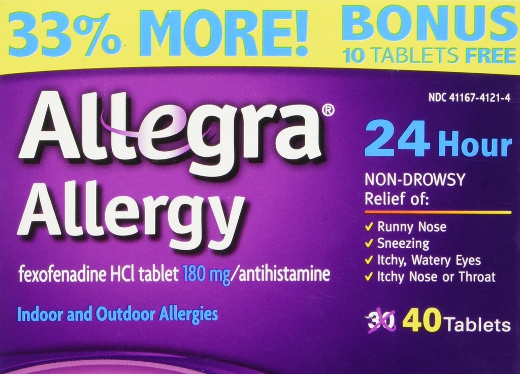 Allegra Allergy 40 Tablets (Bonus Pack - 33% Mehr) 24 Hour Protection - Non Drowsy