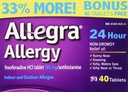 Allegra Allergy 40 Tablets (Bonus Pack - 33% Mehr) 24 Hour Protection - Non Drowsy