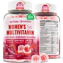 Methyliertes Multivitamin für Damengummis, Kalzium, D3 K2, Methylfolat & B12, Inositol, Tägliches Vitamin A, C, E, B Complex, Biotin, Eisen - Energie, Immun, Knochen, Haut, Haar - Vegan, Zuckerfrei, 60 Graf
