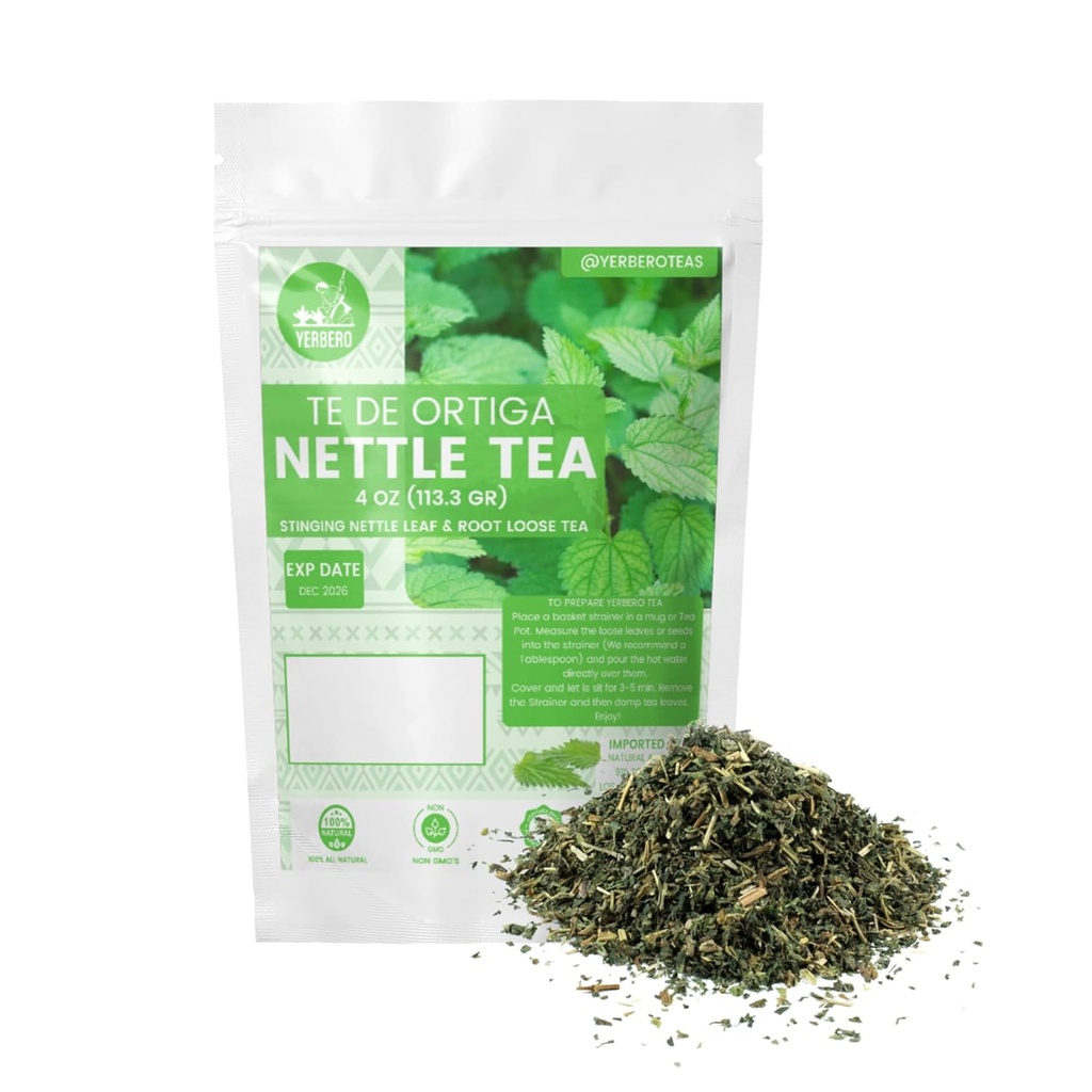 Yerbero - Sting Nettle Leaf & Root Loose Tee 4oz (113 gr) | Urtica Dioica | Makes 30+ Cups | Wildcrafted, Stehen Sie auf wiederverschließbare Tasche | Gefertigt von Natur100% Alle natürlichen, nicht-GMO, Gluten-frei.