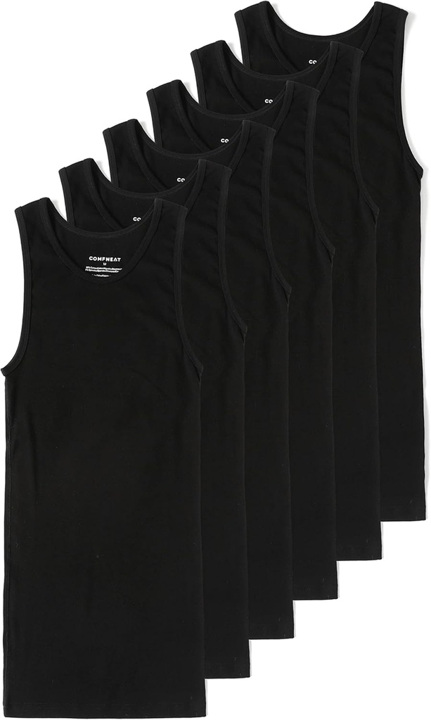 Comfneat Herren 6-Pack A-Shirts Tight Fit Tank Tops Baumwolle Spandex Unterhemden