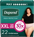 Depend Fresh Protection Couches pour adultes, Incontinence & Postpartum Bladder Sous-vêtements pour femmes, jetable, maximum, extra-extra-large, Blush, 22 Compte, Emballage Mai Varier