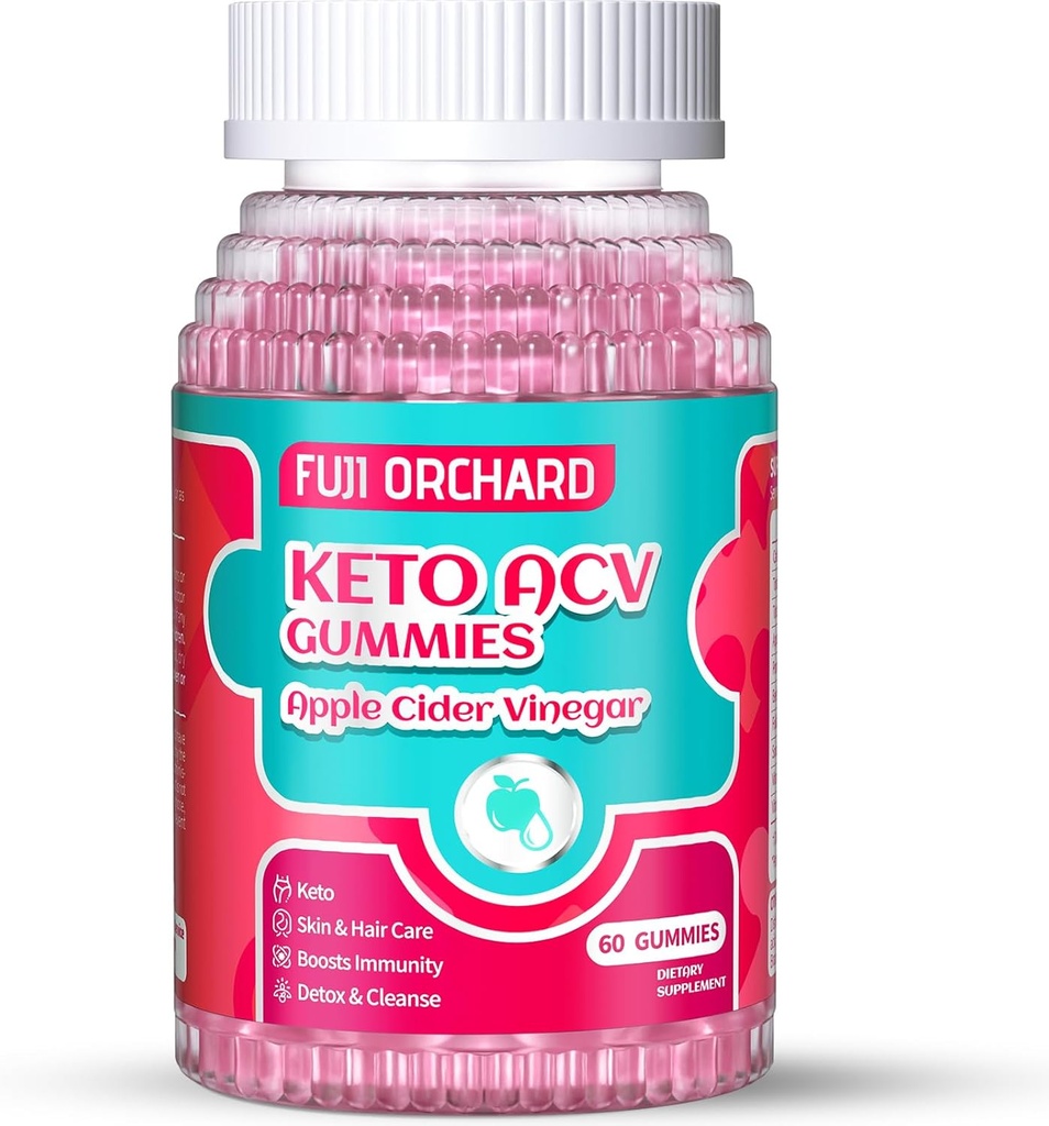 Keto ACV Gummis für Weight Loss - Delicious 1500MG Apfelessig mit Mutter, Probiotics, Vitamine B6 & B12, Vegan & Non-GMO - Unterstützt Stoffwechsel und Fettverbrennung für Frauen, 60 Vegan