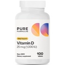 PureFormulas Vitamin D3 1.000 IU 25 mcg - Premium Vitamin D Supplement für gesunde Knochenbildung, Zähne, Herz-Kreislauf-Gesundheit und Immununterstützung Non-GMO - 100 Count Tablets