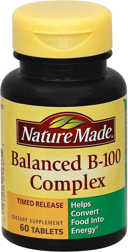 Natur Made Balanced Vitamin B-100 Complex Tablets 60 ea (Pack mit 5)