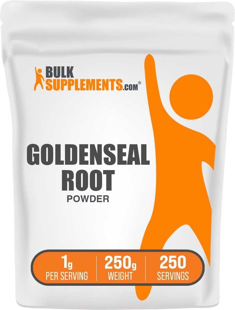 BulkSupplements.com Goldenseal Powder - Kräuterergänzung, aus Goldenseal Wurzel - Vegan & Glutenfrei, 1g pro Servierung, 250g (8,8 oz) (Pack von 1)