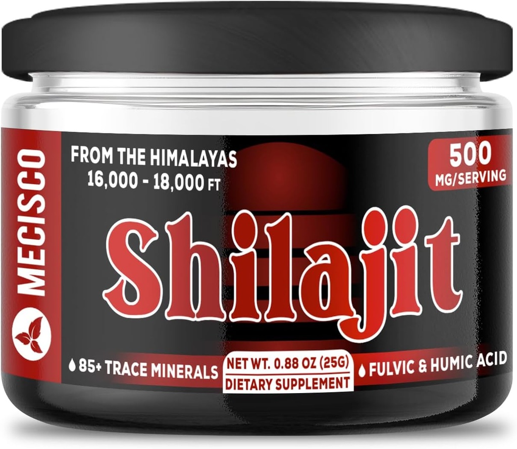 25g Shilajit Pure Himalayan Organic - Shilajit Resin Contains Natural Fulvic, Humic Acid & 85+ Trace Minerals - Support for Energy Production, Brain Health, Immune System & Body Balance