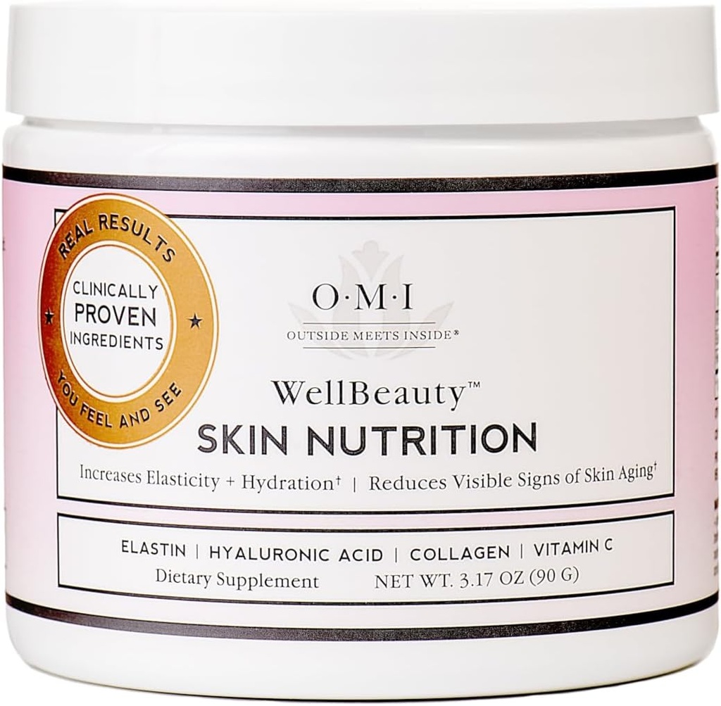 OMI Wellbeauty Skin Nutrition, Klinisch erwiesen, um Elastizität zu erhöhen und die sichtbaren Anzeichen von Hautalterung, Französisch Marine Elastin, Collagen, Hyaluronsäure, Vitamin C, 1 Monat Versorgung, 3.17oz