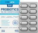 Probiotika 3 in 1 - Präbiotika + Probiotika + Postbiotika Alles in einem! Stickstoff Gegerbt, Individuell verpackt in Doppelfolie für Frische - 60 Veg Kappen von CGM Labs