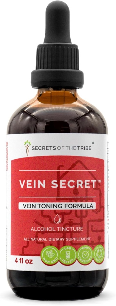 Vein Secret Herbal Extract, Alkohol Tincture, Glycerite Butcher's Broom, Horse Chestnut, Prickly Ash, Rosemary, Stoneroot. Vein Tonnig Formel (4 FL OZ)
