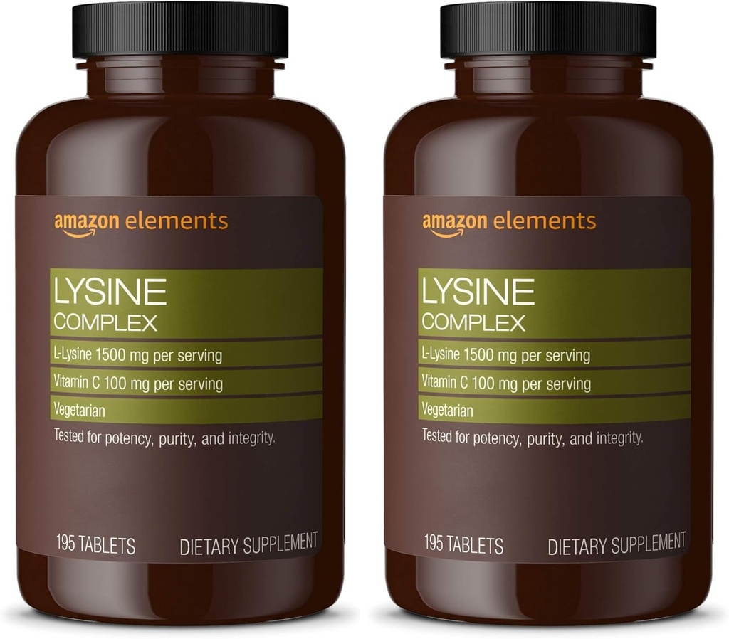 Eléments amazoniens Complexe de lysine avec vitamine C pour le soutien de santé immunitaire, végétarien, 65 portions, 195 comte (paquet de mai Vary) (paquet de 2)