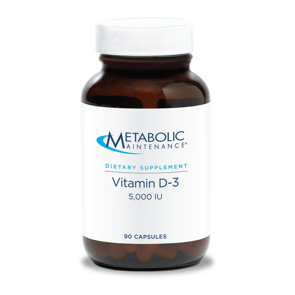 Metabolische Wartung Vitamin D3 5000 IU - Überlegene Absorption reines Vitamin D3 & Vitamin C - extra Stärke Knochen, Immun, Mood + Herz-Kreislauf-Unterstützung, keine Füllstoffe (90 Softgel Kapseln)
