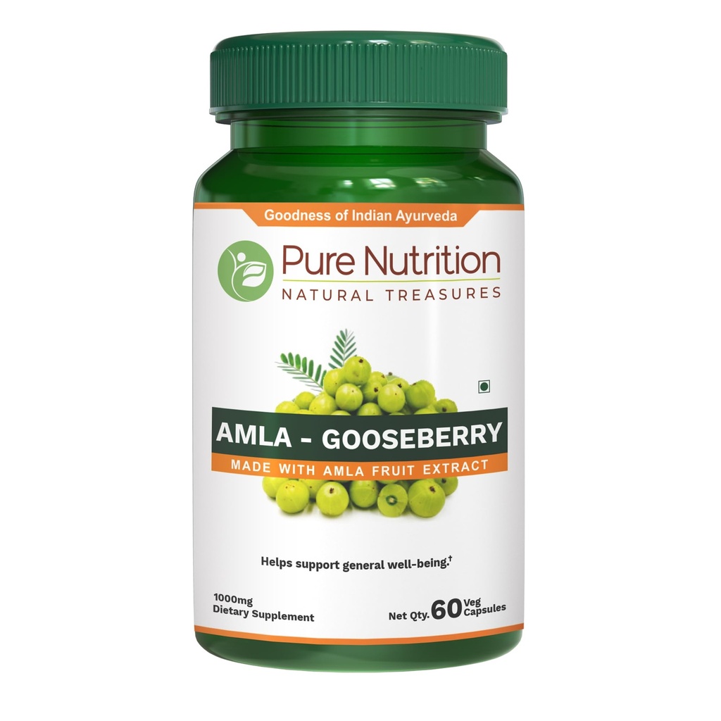 Pure Nutrition Amla Extract 1000mg pro Portion. (Äquivalent zu 8000mg Amla Fruit Powder) Nicht GMO | 60 Veg Kapseln